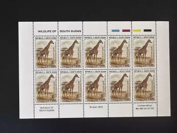 Sud-Soudan 2026 feuillet girafe Kordofan faune sauvage Afrique