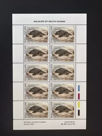Sud-Soudan 2026 feuillet tortue molle africaine Trionyx triunguis faune