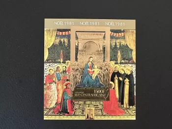 Centrafricaine 1981 Mi. Bl. 162B ND Noël Fra Angelico Vierge Enfant or