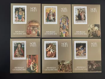Central African 1981 Mi. Bl. 155-160 Christmas Madonna Virgin Child painting