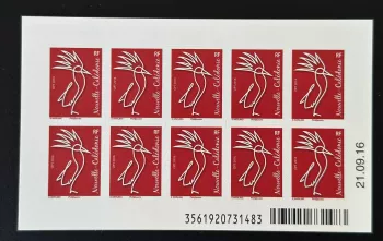 Nouvelle-Calédonie 2016 YT C1289 cagou oiseau carnet autocollant