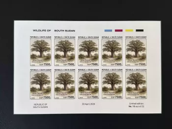 South Sudan 2026 IMPERF sheet African baobab Adansonia digitata tree flora