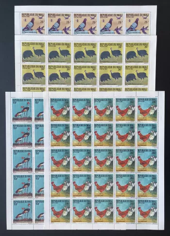 Mali 1994 YT 622-625 Bogen Taube Perlhuhn Kranich Hahn Vögel