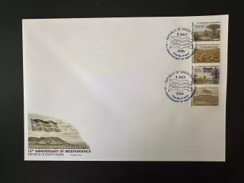 Südsudan 2026 FDC 15. Jahrestag Unabhängigkeit Flagge Fauna Juba
