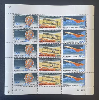 Mali 1969 YT PA 70A sheet Concorde balloon glider Ferber