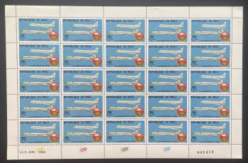 Mali 1985 YT PA 507 sheet 25th anniversary ASECNA airplane aviation