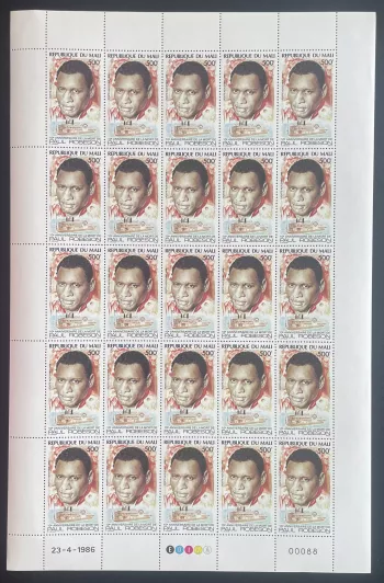 Mali 1986 YT PA 513 planche Paul Robeson anniversaire mort chanteur