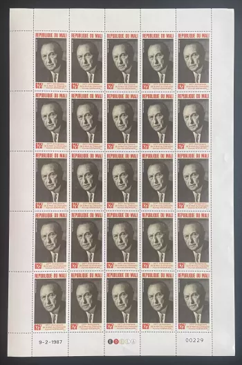 Mali 1987 YT PA 524 planche Konrad Adenauer chancelier Allemagne