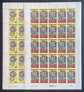 Mali 1987 YT PA 529-530 sheet Rotary Lions Club Human Solidarity