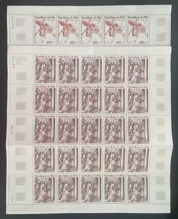 Mali 1980 YT PA 384-385 planche Pâques Dürer gravure peinture Christ