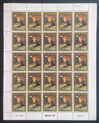 Mali 1982 YT PA 457 Bogen Manet Knabe mit Kirschen Gemälde Kunst