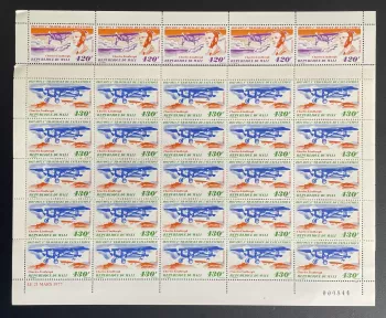 Mali 1977 YT PA 298-299 sheet Lindbergh Atlantic crossing airplane