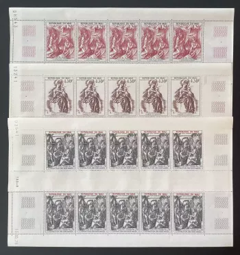 Mali 1978 YT PA 346-348 planche Noël Dürer Annonciation Adoration Mages