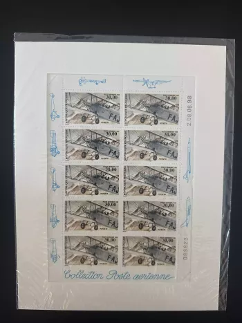France 1998 YT F62a airmail sheet Potez 25 biplane aviation