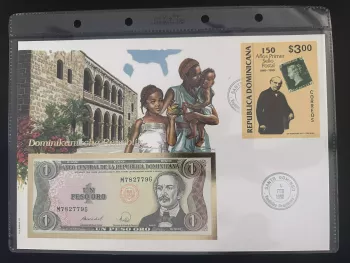 Dominikanische Republik Numismatik-Umschlag 1 Peso Oro 1991