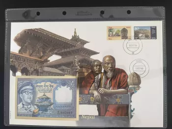 Nepal Philswiss 1989 Numismatischer Umschlag 1 Rupie FDC