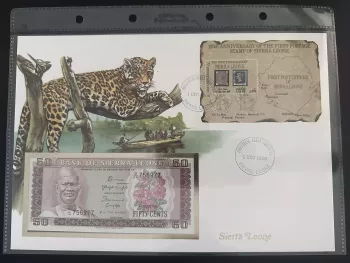 Sierra Leone 1988 FDC 125J. Erster Briefmarke Banknote 50 Cents