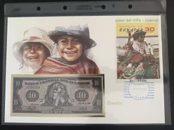 Ecuador Numisbrief 1987 Pase del Niño Cuenca 30 Sucres 10er Banknote