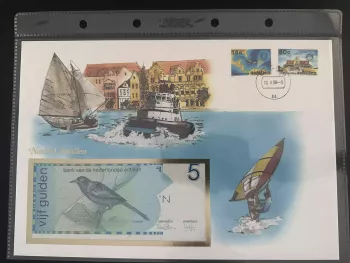 Niederländische Antillen Numisbrief 5 Gulden Briefmarken 1988