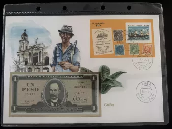 Cuba FIP 1984 Numismatic Cover 1 Peso 1982 Banknote Stamps