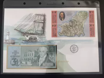 Guernsey 1987 FDC Duke of Richmond Survey map block 1 pound note