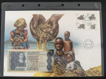 Afrique du Sud RSA enveloppe numismatique billet 2 Rand Cape Town 1993