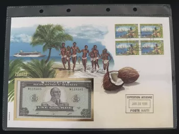 Haiti 1996 Numismatischer Umschlag 1 Gourde Schein Amerika Briefmarken