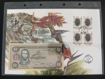 Jamaika Bob Marley 1996 Numisbrief 2 Dollar Banknote