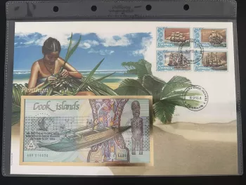 Penrhyn Cook Islands FDC Philswiss 1993 voiliers billet banque