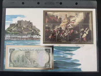 Jersey Block Tod von Major Peirson gestempelt 1 Pfund Numiscover