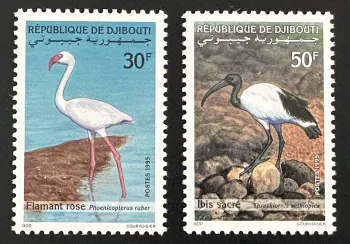Djibouti 1995 Mi. 611-612 flamant rose ibis sacré oiseaux faune