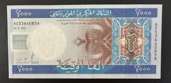 Billet 2000 Ouguiya Mauritanie 2011 Neuf UNC Chameau