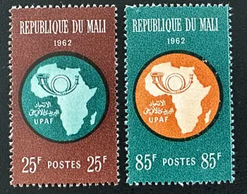 Mali 1962 Mi. 51-52 émission commune UPAF carte Afrique cor postal