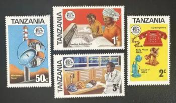 Tanzanie 1976 Mi. 54-57 émission commune télécommunications téléphone