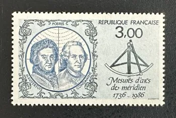 France 1986 Mi. 2561 Joint Issue Maupertuis La Condamine Meridian