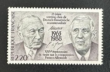 France 1988 Mi. 2636 émission commune traité coopération Adenauer De Gaulle