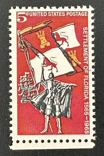 États-Unis 1965 Mi. 887 émission commune colonisation Floride drapeaux