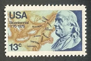 États-Unis 1976 Mi. 1277 émission commune Bicentennial Franklin carte