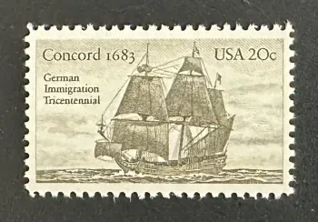 États-Unis 1983 Mi. 1628 émission commune Concord 1683 immigration navire