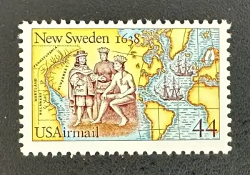 USA 1988 Mi. 1974 Joint Issue New Sweden 1638 Map Ships