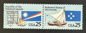 États-Unis 1990 Mi. 2105-2106 émission commune Marshall Micronésie