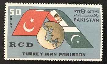 Pakistan 1964 Mi. 220 émission commune RCD Turquie Iran drapeaux carte