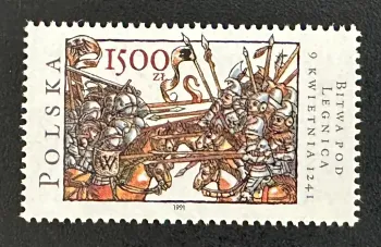 Pologne 1991 Mi. 3318 émission commune bataille Legnica 1241 chevaliers