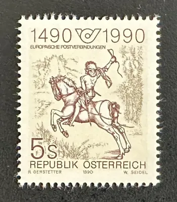 Autriche 1990 Mi. 1978 émission commune liaison postale cavalier