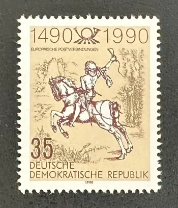 Allemagne DDR 1990 Mi. 3299 émission commune poste européenne cavalier