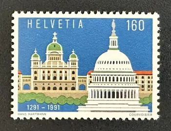 Suisse 1991 Mi. 1442 émission commune Capitole Palais fédéral Berne