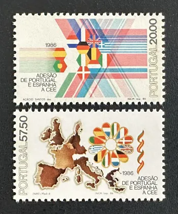 Portugal 1986 Mi. 1677-1678 Joint Issue EEC Accession Flags