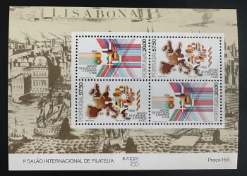 Portugal 1986 Mi. Bl. 52 Gemeinschaftsausgabe EWG-Beitritt Flaggen Europa