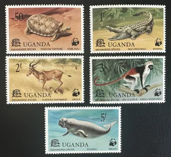 Ouganda 1977 Mi. 166-170 émission commune WWF faune menacée dugong