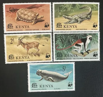 Kenya 1977 Mi. 87-91 émission commune WWF espèces menacées faune